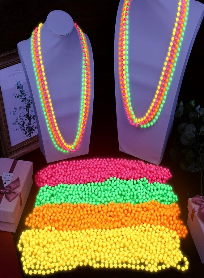 Draupnir 60 PCS Mardi Gras Beads Neon, Glow in the Dark Bead Necklaces, 80s Colorful Party Favor Supplies, Neon Night Accessories for Christmas Carnival Concert Wedding Birthday Decorations - Image 4